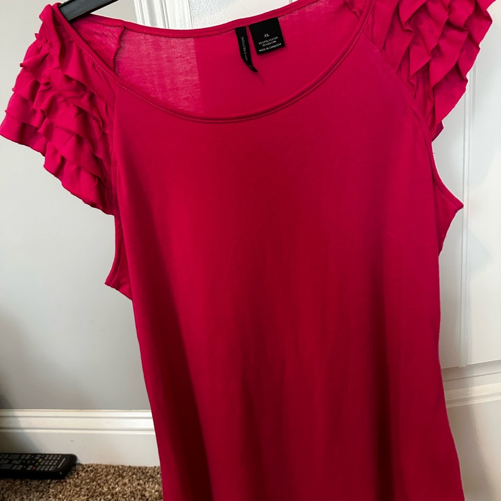 New Directions Fuchsia Ruffled Sleeve Blouse xl